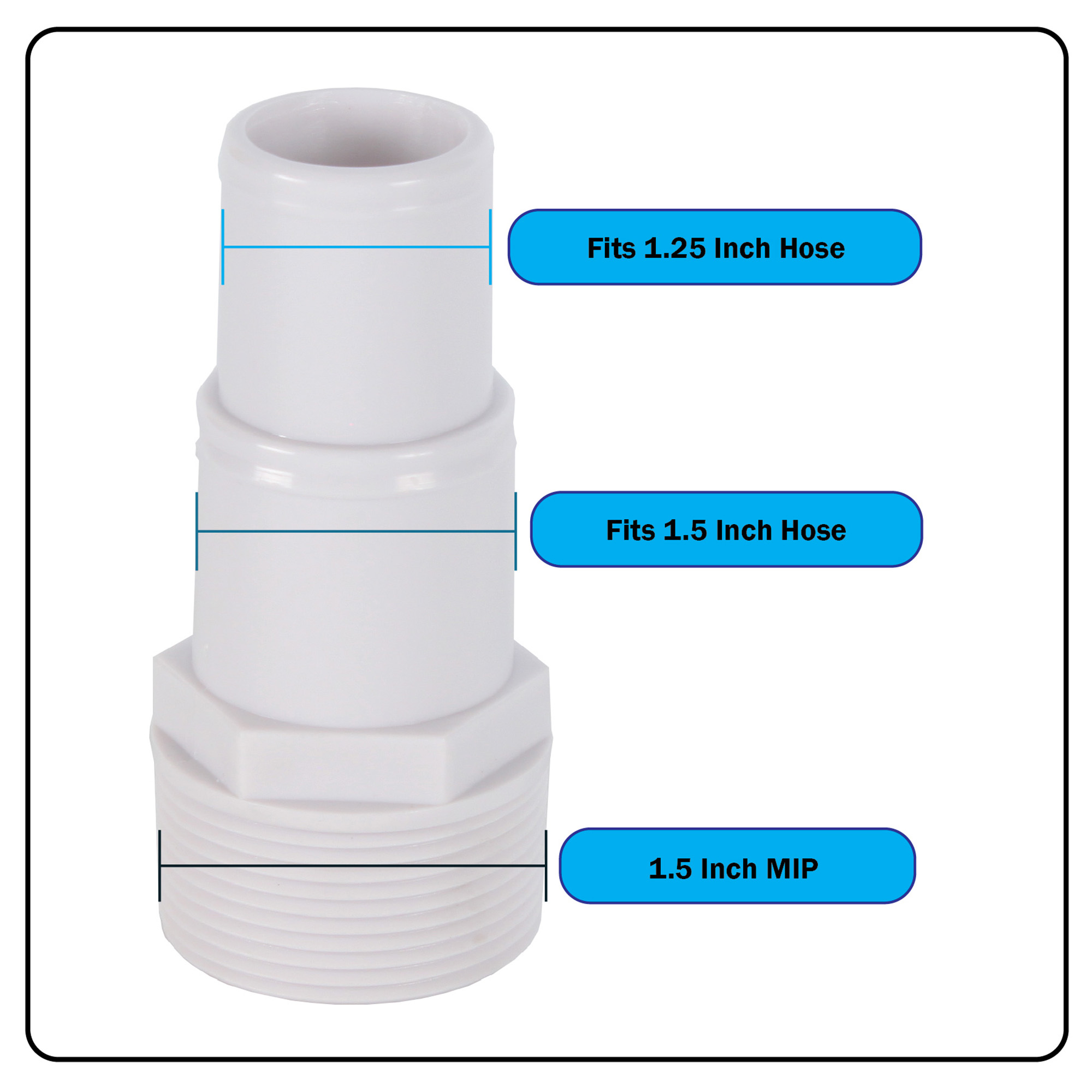 1 1/4 Inch and 1 1/2 Inch Barbed Hose Adapter - Image 4